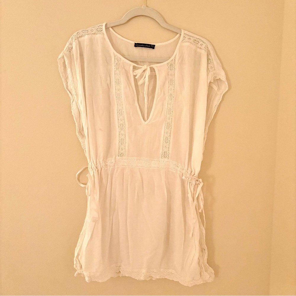 abercrombie & fitch white tied blouse